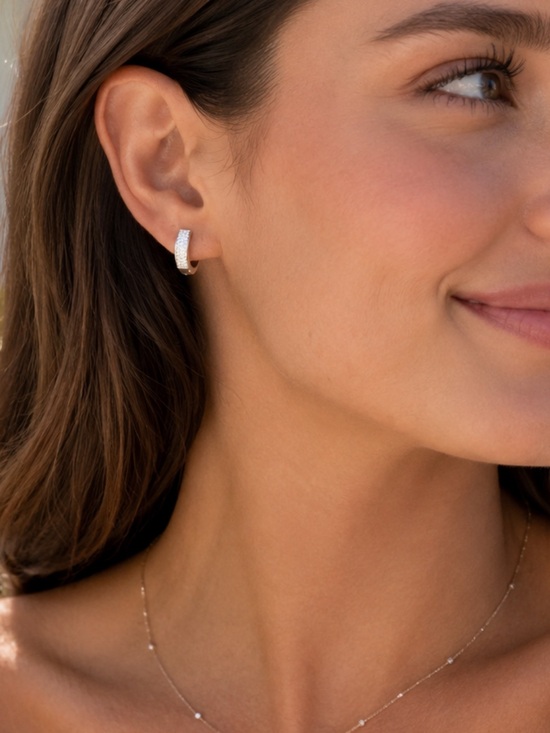 Mejuri Jewelry - 💎Mejuri Bold pavé Diamond Huggie Hoop Earrings 14k white gold